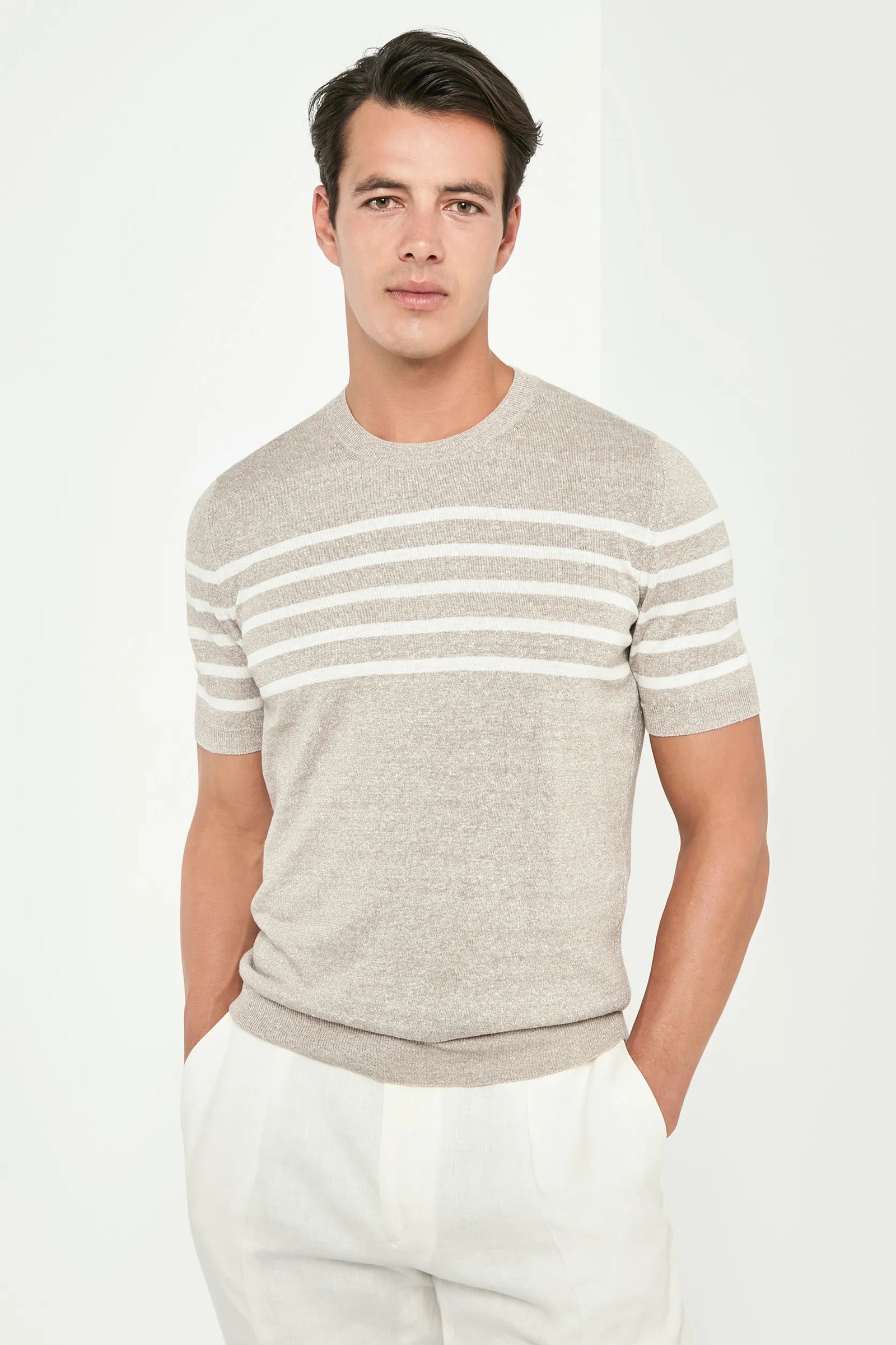 Striped Linen T Shirt Made In Italy