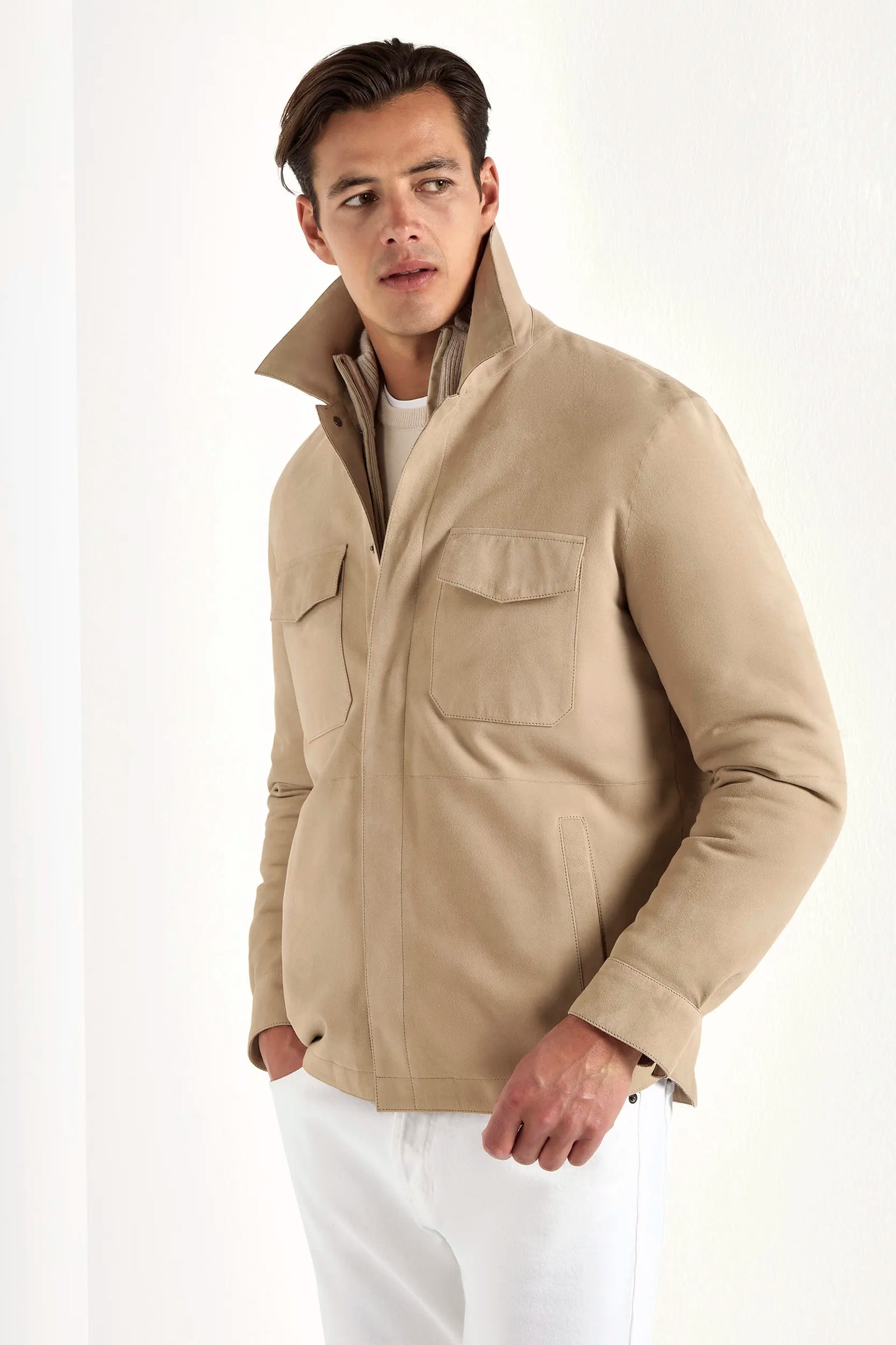 Suede Shirt Jacket Made In Italy
