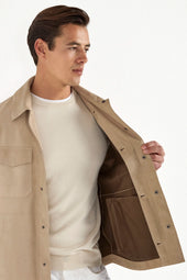 Suede Shirt Jacket Made In Italy