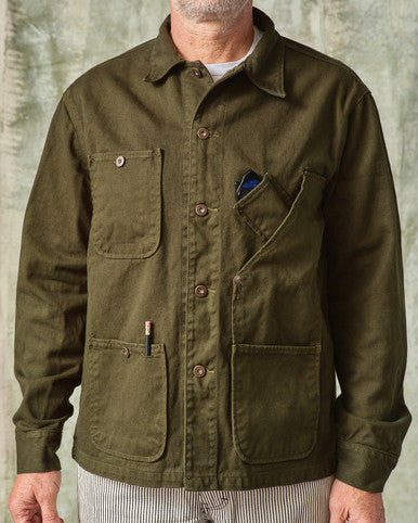 Coverall Jacket Garment Dyed Green