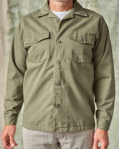 Paul Herringbone Twill Jacket- Olive