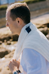 Tennis Sweater In Off White Linen Mix