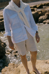 Tennis Sweater In Off White Linen Mix