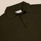 Cashmere silk tennis polo in olive