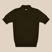 Cashmere silk tennis polo in olive
