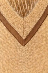 Ambrogio Sweater In Mohair Blend And Leather Trim