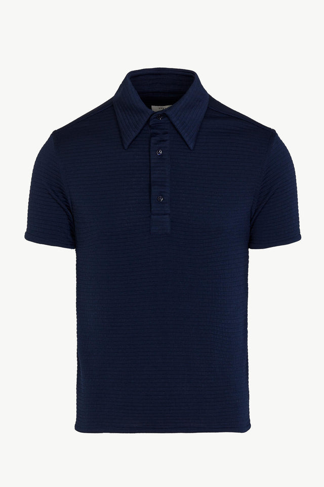 Enzo Polo in Textured Striped Jersey