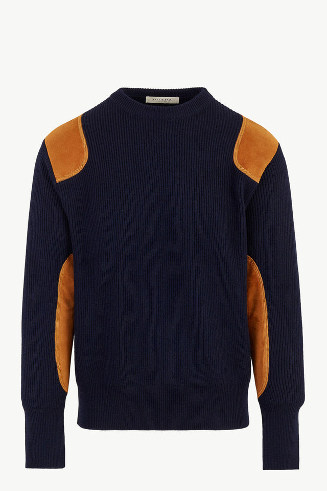 Lucio Unisex Sweater Wool Knit and Suede