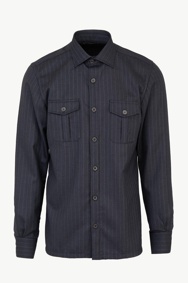 Antonio Shirt in Wool Pinstripe