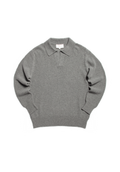 The Open Collar Cashmere Jumper - Cobble Grey