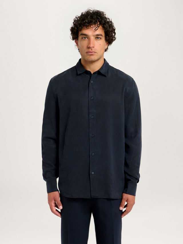The Relaxed Tencel Shirt || Navy | Tencel™ Lyocell