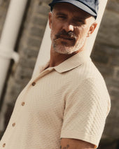 The Arlo Sweater Polo In Oat Texture Knit