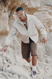 Men's Tefnut Stand Collar Jacket in Stone