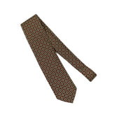 Wool And Silk Foulard Tie Beige And Sage Green Neat Print