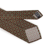 Wool And Silk Foulard Tie Beige And Sage Green Neat Print