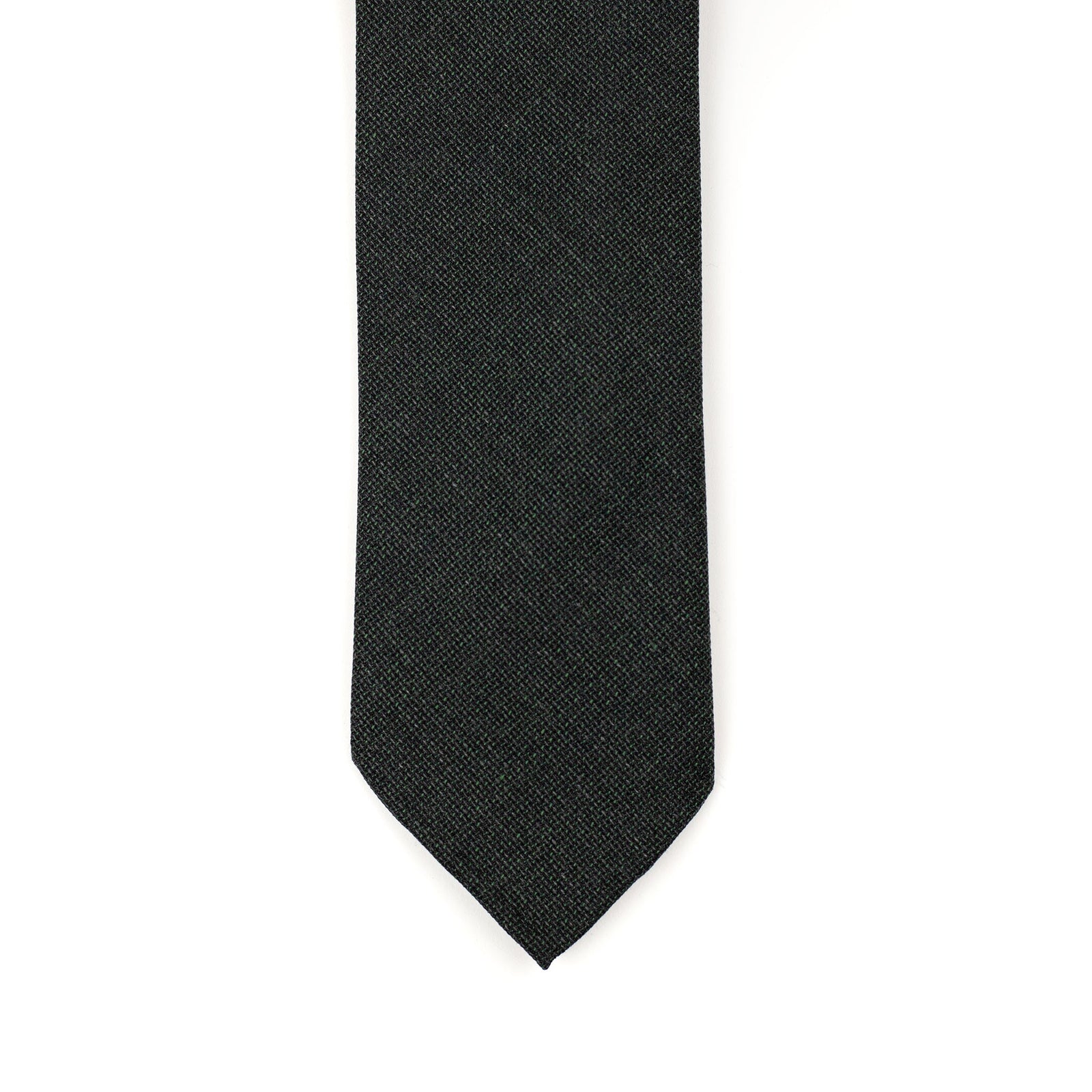 Solid Tie In Green Wool Hopsack