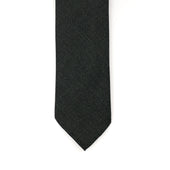 Solid tie in green wool hopsack