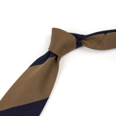 Wool And Cotton Block Stripe Tie In And Khaki