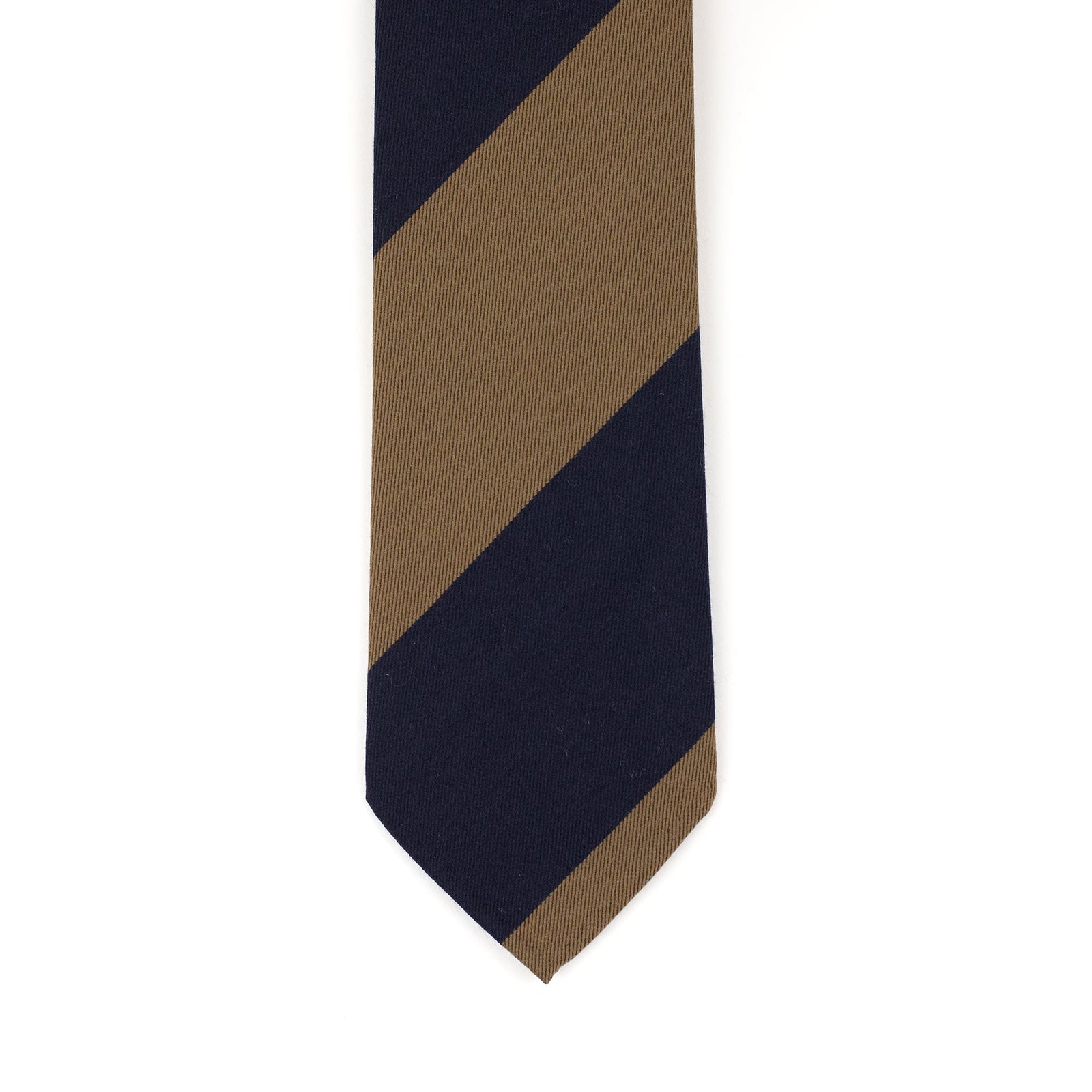 Wool And Cotton Block Stripe Tie In And Khaki