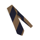 Wool And Cotton Block Stripe Tie In And Khaki