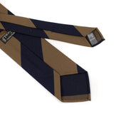Wool And Cotton Block Stripe Tie In And Khaki