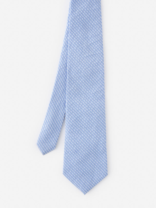 White/Blue Stripe Seersucker Tie | Men's Ties | J.McLaughlin