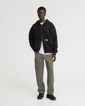 ELI HAND-EMBROIDERED DOUBLE KNEE WORK PANT - AGED SAGE HANDSPUN COTTON CANVAS