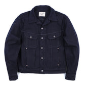 High Low Indigo Herringbone Dobby Jacket