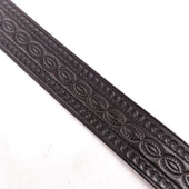 Codina Leather Nos Vintage Brass Buckle Embossed Belt Black