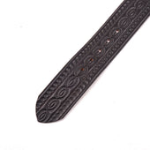 Codina Leather Nos Vintage Brass Buckle Embossed Belt Black