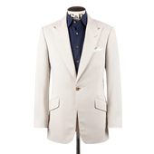 Single Breasted Peak Lapel Suit in Cream Tropical Wool