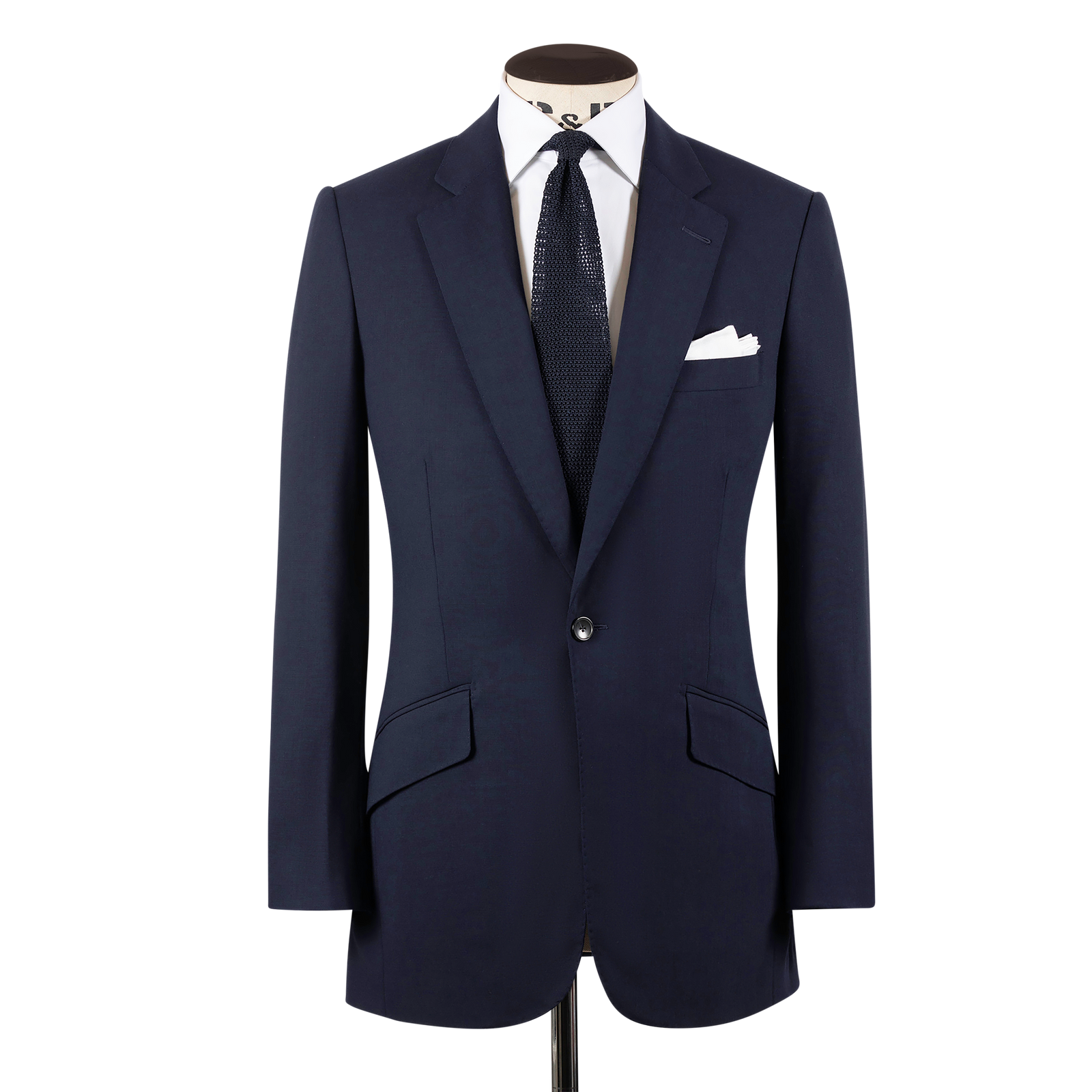 Single Breasted Notch Lapel Suit In Blue Tropical Wool