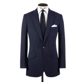 Single Breasted Notch Lapel Suit in Navy Blue Tropical Wool