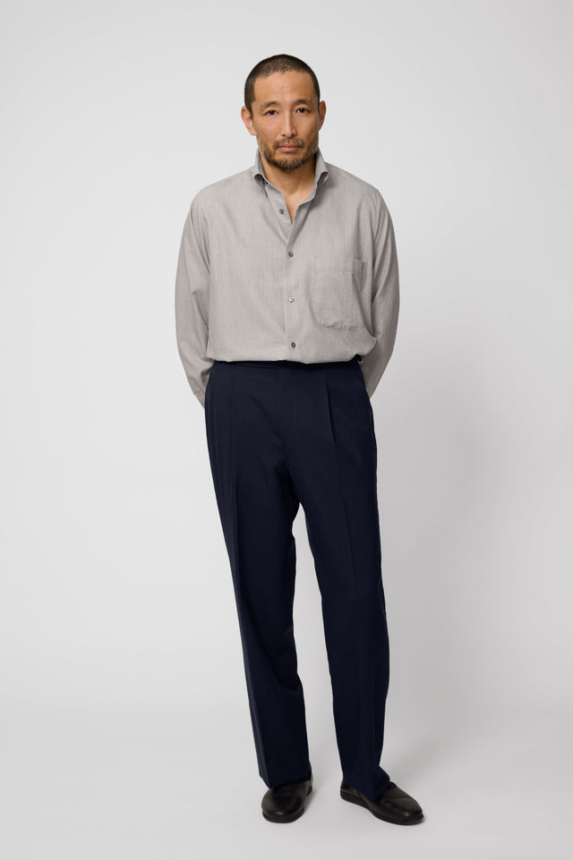 Single Pleat Trouser (Navy Tropical Wool)