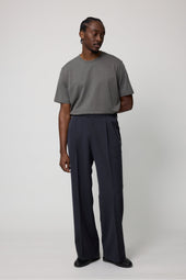 Double Pleat Trouser (Midnight Silk Mohair Twill)