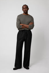 Drawstring Trouser (Black Washed Linen)
