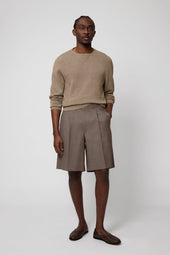 Single Pleat Short (Walnut Tropical Wool)