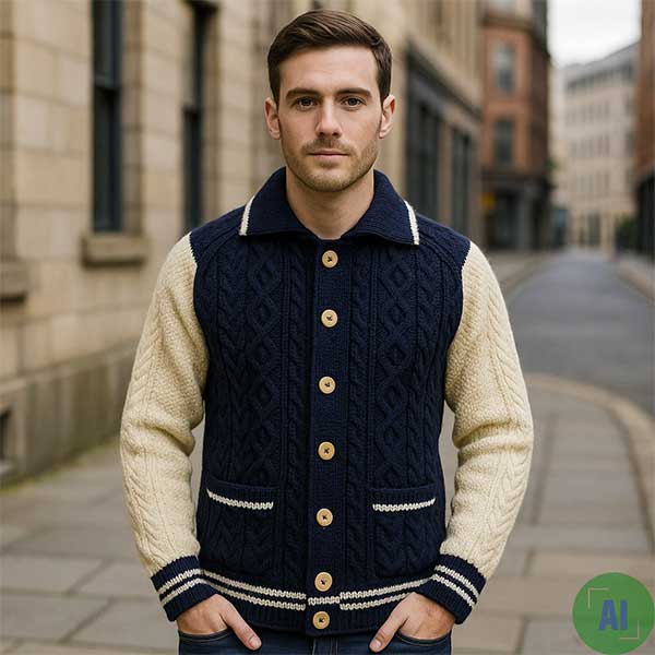 Two Tone Lumber Cardigan 100 Pure New Wool
