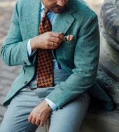 Madder Silk Tie Oatmeal Hand Rolled