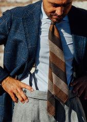 Striped Cashmere Tie Brown Copper Beige