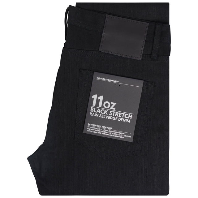 UB144 Skinny Fit - 11oz Solid Black Stretch Selvedge Denim