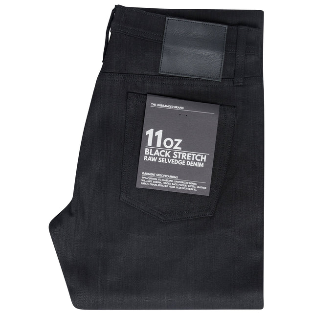 UB244 Tapered Fit - 11oz Solid Black Stretch Selvedge Denim
