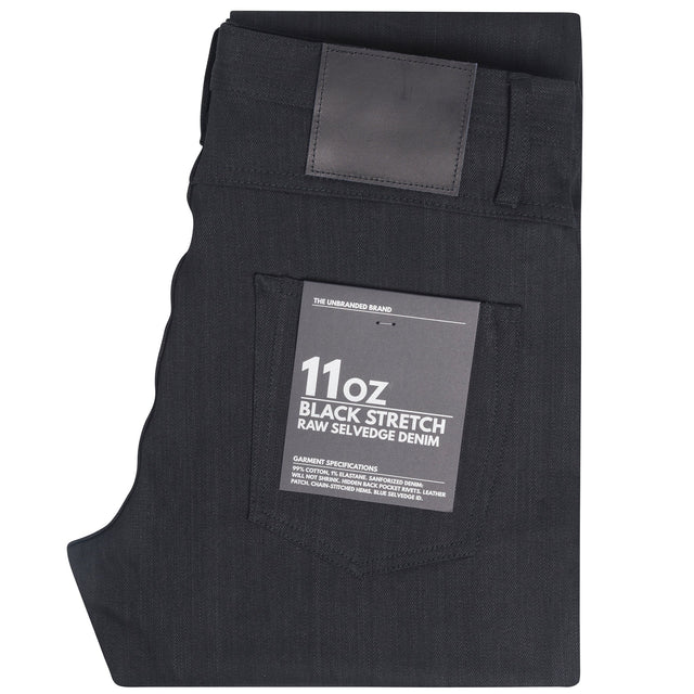 UB344 Straight Fit - 11oz Solid Black Stretch Selvedge Denim