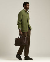 DARK BROWN STAG-LEATHER TRAVEL BAG