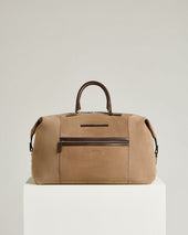 SUEDE WEEKEND HOLDALL SLATE IN GREY CALFSKIN