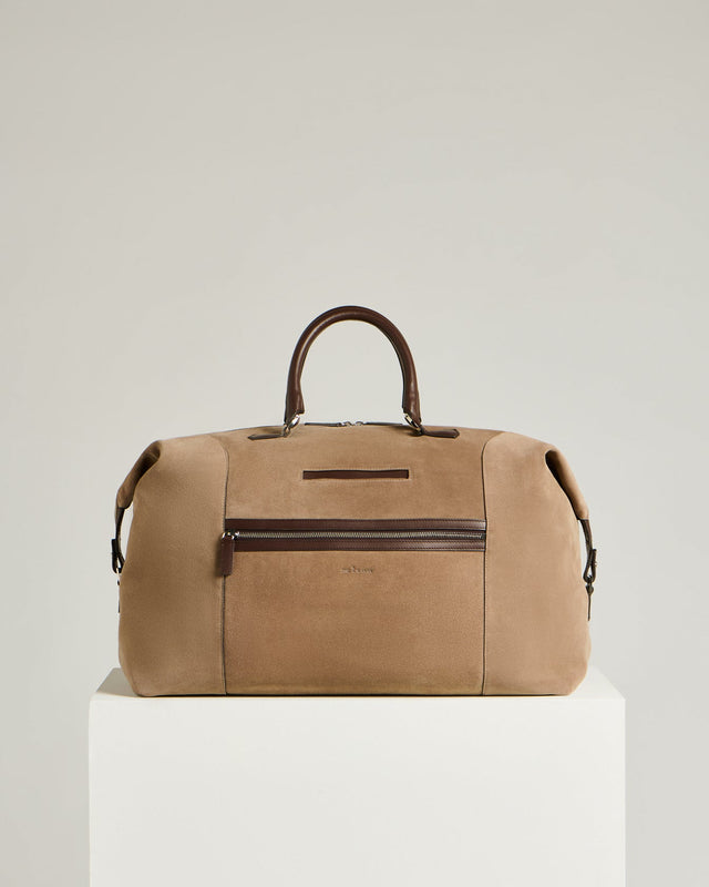 SUEDE WEEKEND HOLDALL SLATE IN GREY CALFSKIN