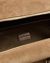 SUEDE WEEKEND HOLDALL SLATE IN GREY CALFSKIN