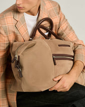 SUEDE WEEKEND HOLDALL SLATE IN GREY CALFSKIN