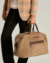 SUEDE WEEKEND HOLDALL SLATE IN GREY CALFSKIN