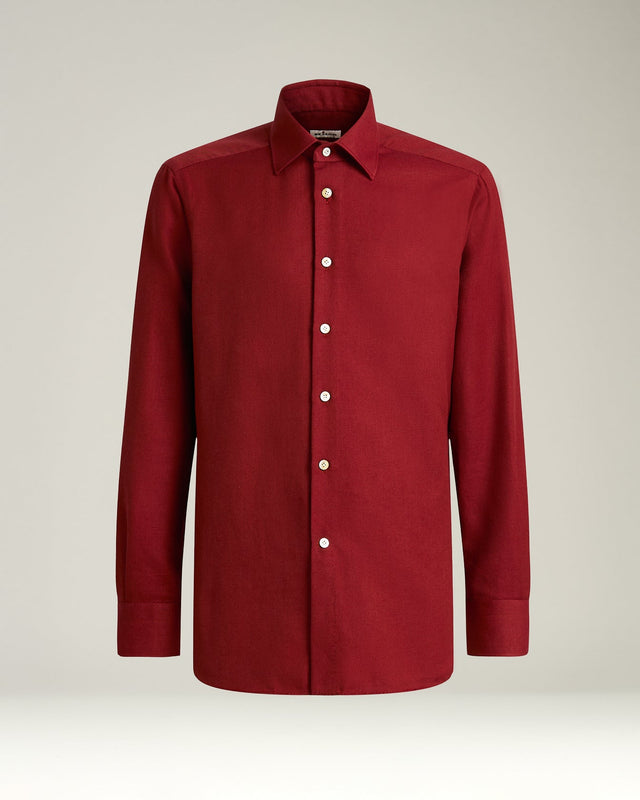 BURGUNDY COTTON AND CASHMERE FLANNEL SHIRT